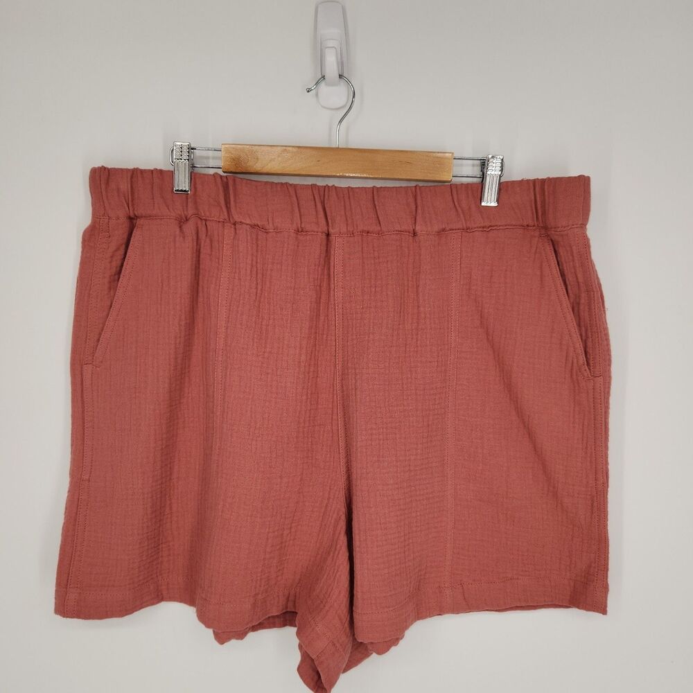 New Madewell Easy Pull-On Lightspun Gauze Shorts Vintage Quartz Size XXL